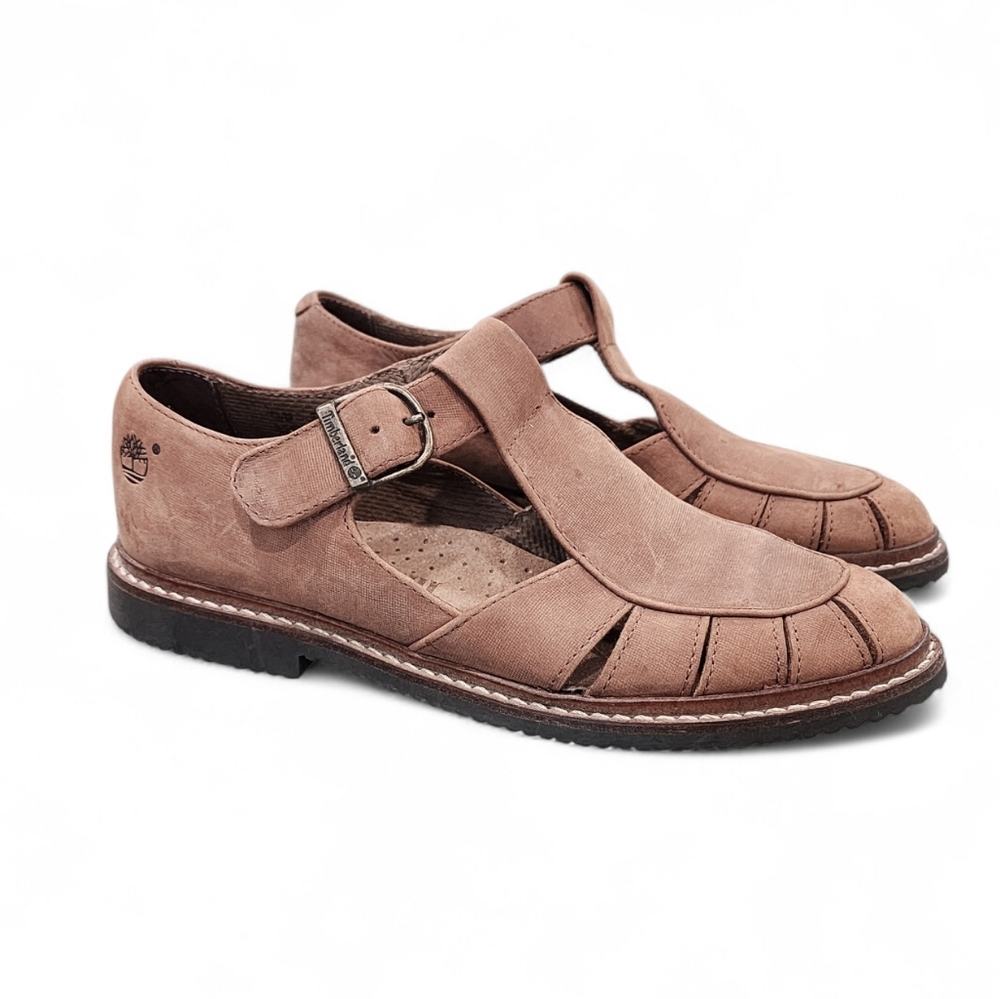 Timberland Brown Leather Mary Jane Comfort Flats – Women’s 7.5M